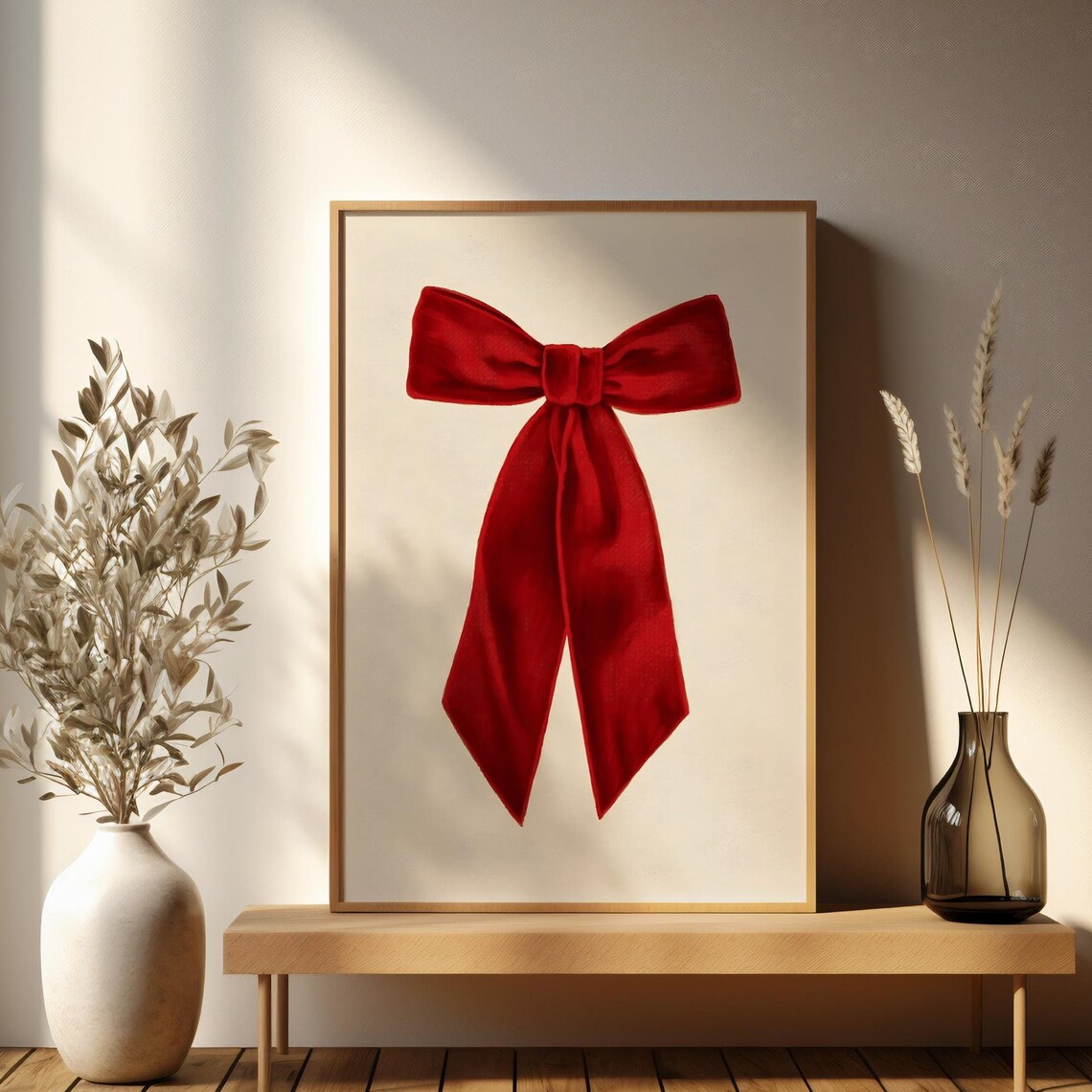 Big Red Velvet Bow Minimalist Christmas Coquette Style Art Poster - Image 3