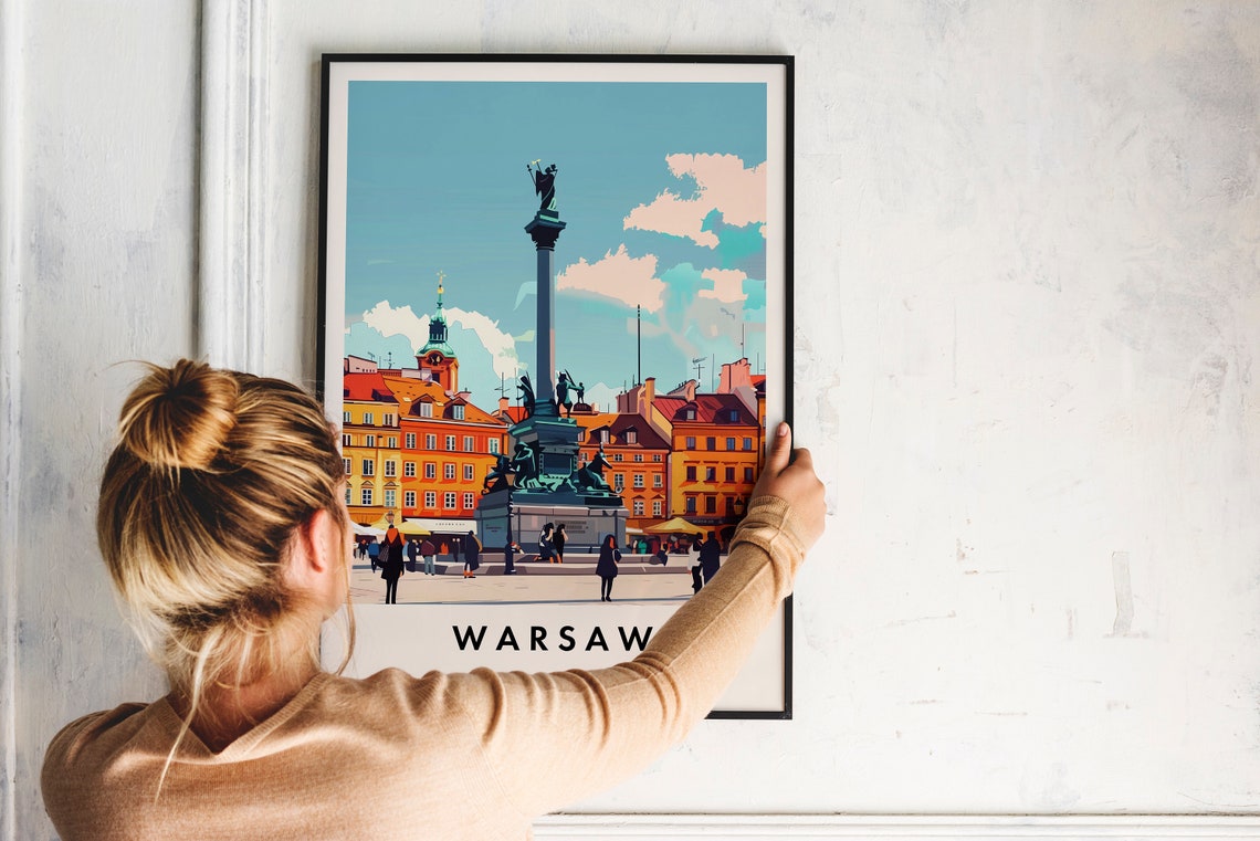Warsaw Travel Print Wall Art Warsaw Warsaw Print Warsaw Poster Warsaw Gift Art Poland Travel Art Poland Gift - Image 2