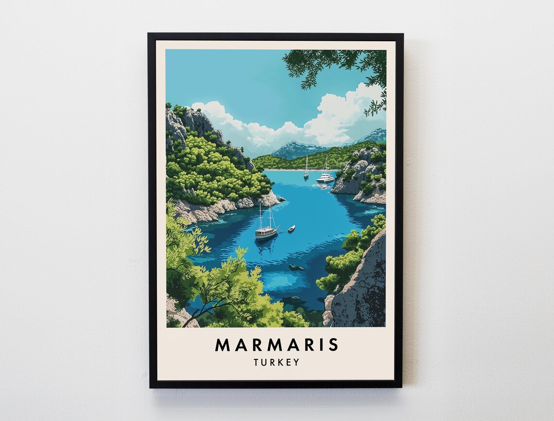 Marmaris Travel Poster, Turkey Lovers Home Decor