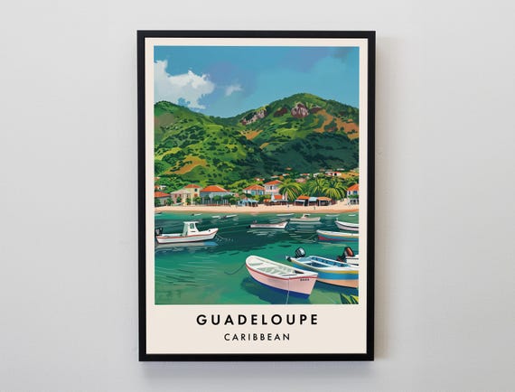Guadeloupe Travel Print Wall Art Caribbean Gift Poster Central America Lovers