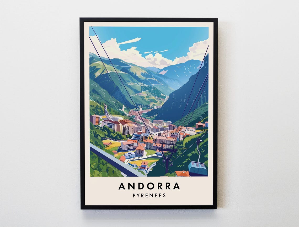 Andorra Travel Print Wall Art Andorra Andorra Poster Europe Travel Print Travel Lovers Home Decor Wall Art City Travel Poster Gifts