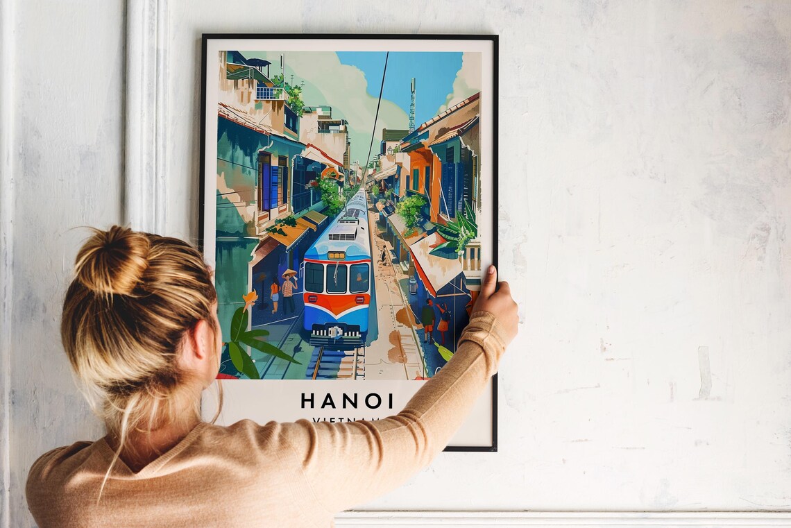 Hanoi Train Street Old Quarter Vietnam Cityscape Travel Poster - Image 2