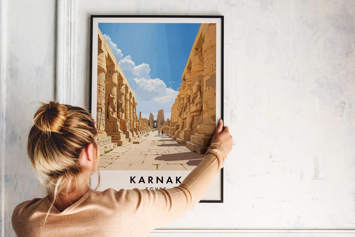 Karnak Egypt Ancient Sphinx Avenue Colonnade Temple Travel Poster - Image 2