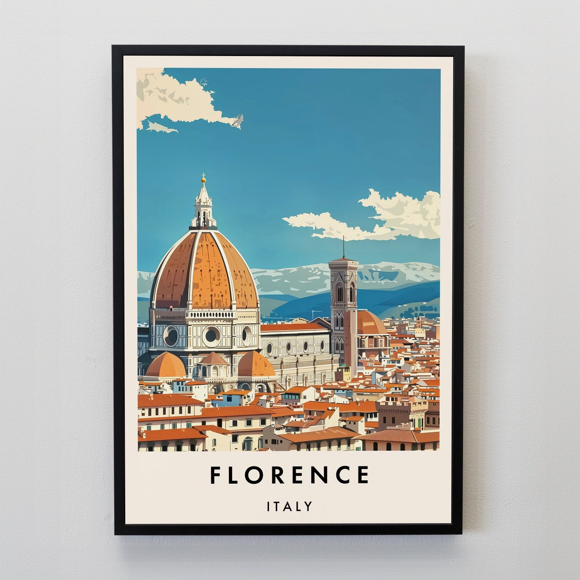 Florence Italy Cathedral Dome Cityscape with Red Rooftops Poster