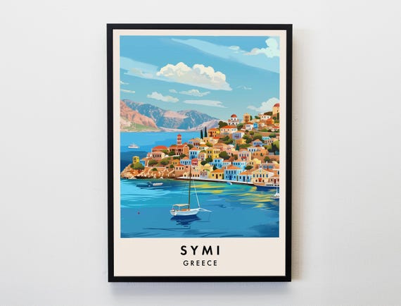 Symi Travel Poster, Greek Island Wall Art
