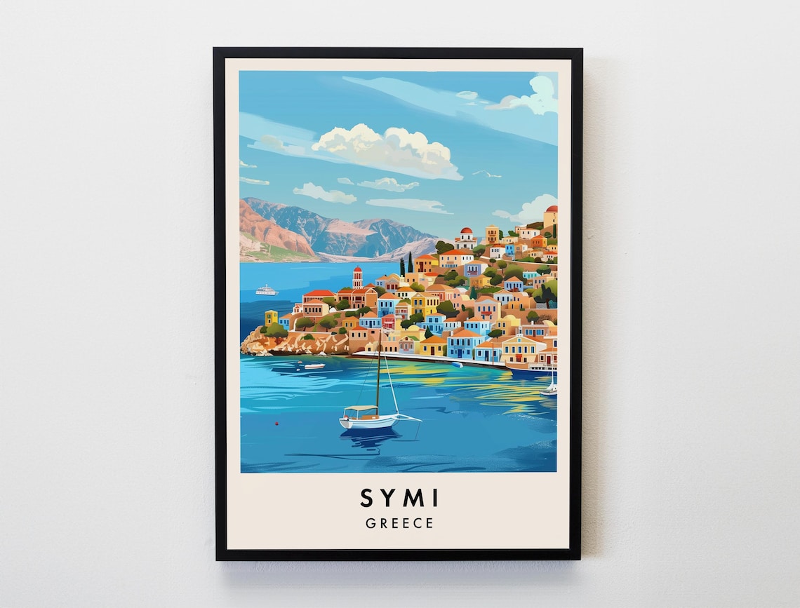 Symi Travel Poster, Greek Island Wall Art