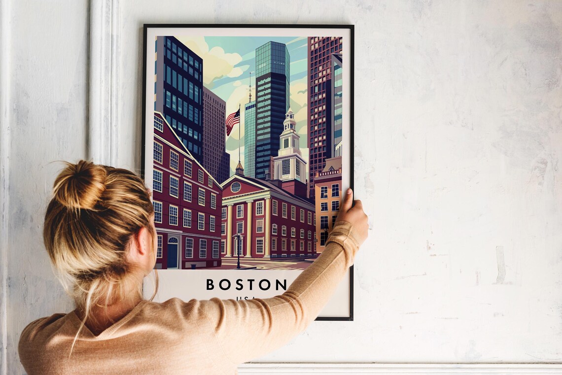 Boston Travel Poster, Massachusetts City Wall Art - Image 2