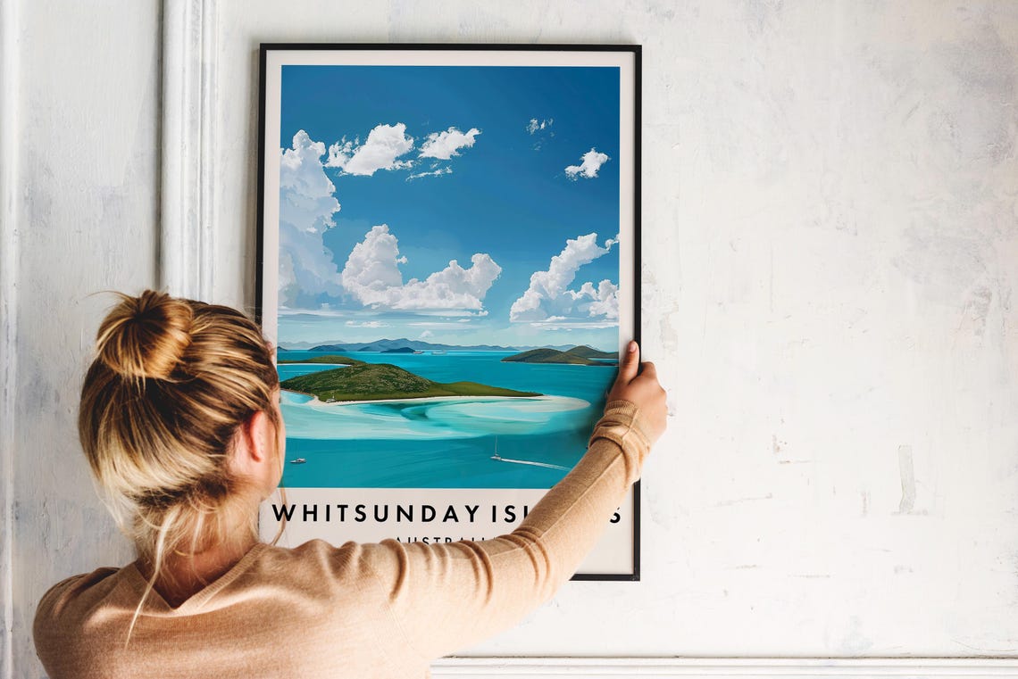 Whitsunday Islands Australia Travel Poster With Turquoise Lagoon View - Image 2
