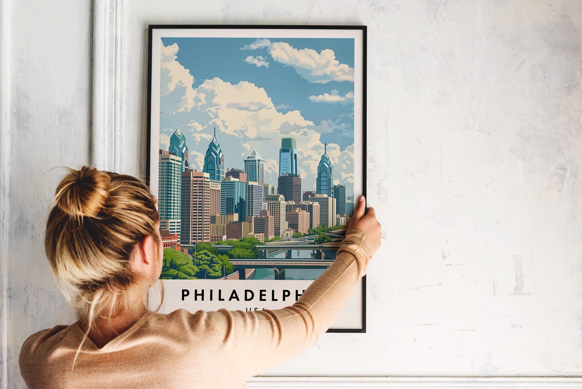 Philadelphia Travel Print Wall Art Philadelphia Philadelphia Print Philadelphia Poster Usa Gift Art Usa Travel Print Usa Poster - Image 2