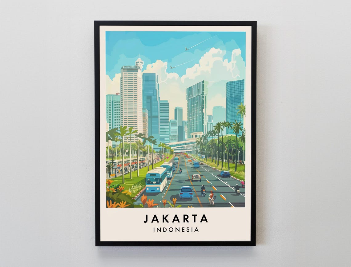 Jakarta Travel Print Wall Art Jakarta Jakarta Print Jakarta Poster Indonesia Gift Art Indonesia Travel Art Indonesia Gift