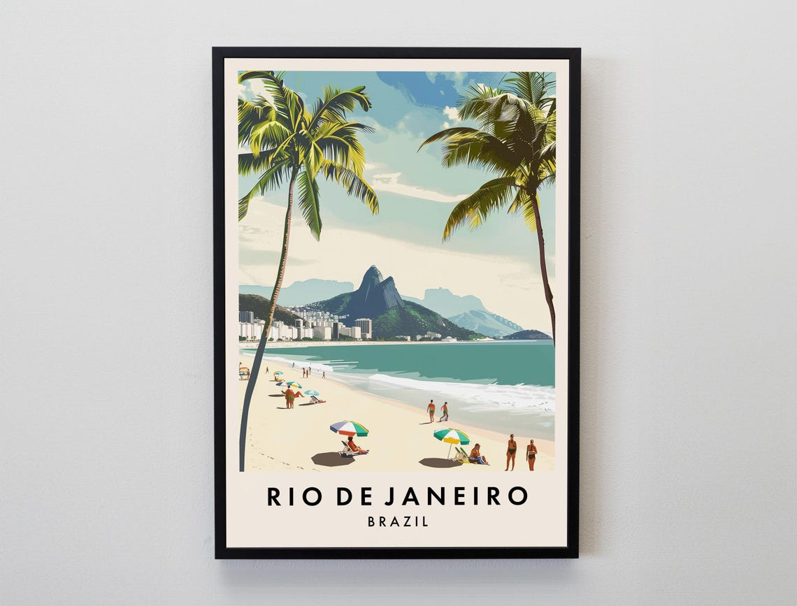 Rio De Janerio Travel Print Wall Art Rio De Janerio Brazil Gift Brazil Poster Brazil Travel South America Travel Print Travel Wall Art