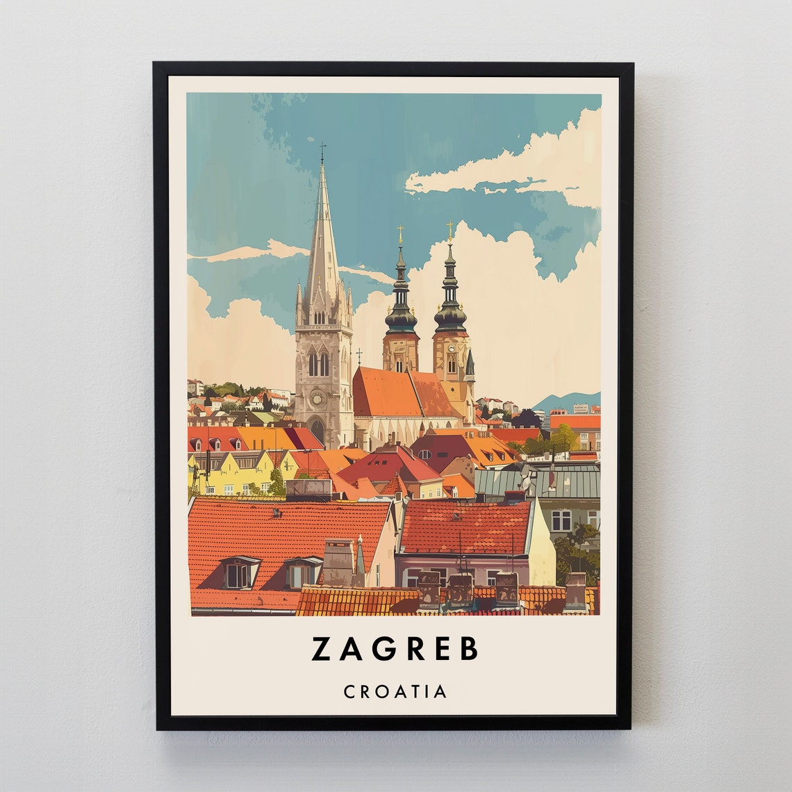 Zagreb Travel Print Wall Art Zagreb Zagreb Print Zagreb Travel Poster Zagreb Gift Art Zagreb Travel Art Travel Gift