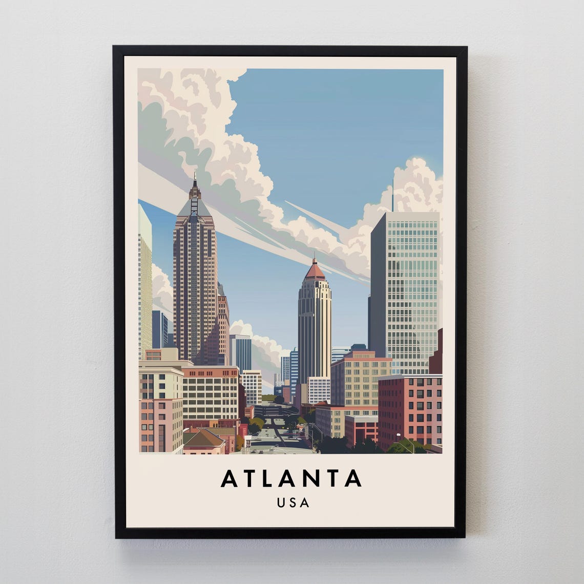 Atlanta Travel Print Wall Art Atlanta Atlanta Print Atlanta Poster Atlanta Gift Art Usa Travel Print Usa Poster Usa Travel Gift