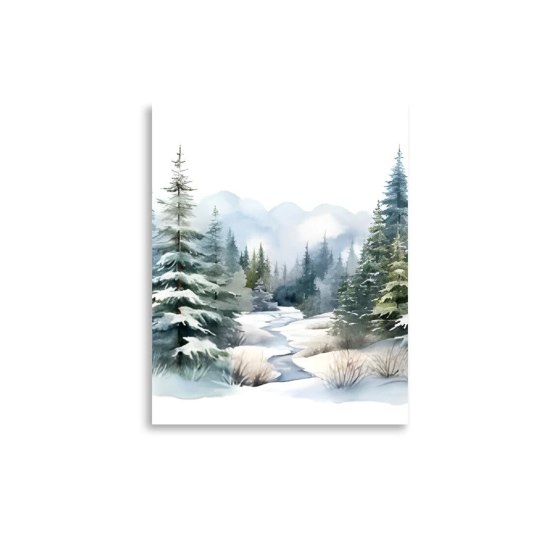 Washington Winter Landscape Watercolor Art Print - Image 2