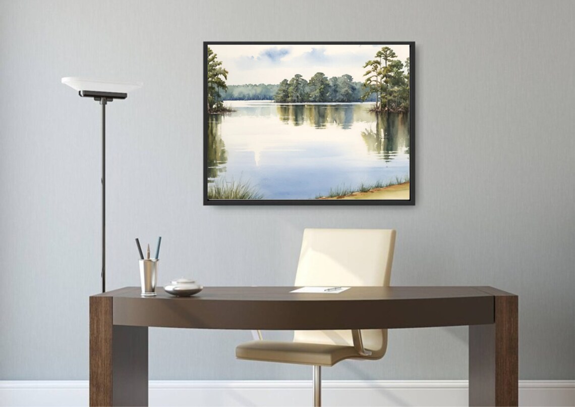 Lake Martin Watercolor Art Print, Alabama Landscape - Image 5