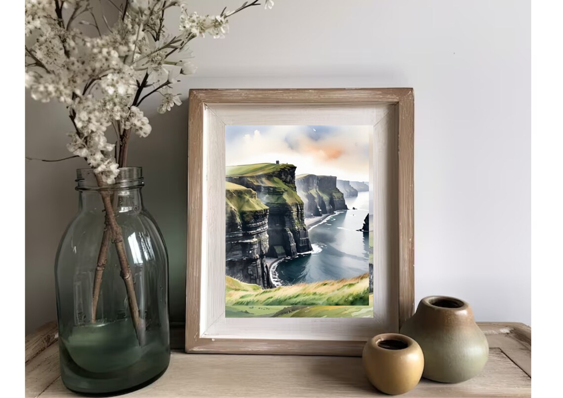 Cliffs of Moher Watercolor Art Print, Ireland Coast - Image 2