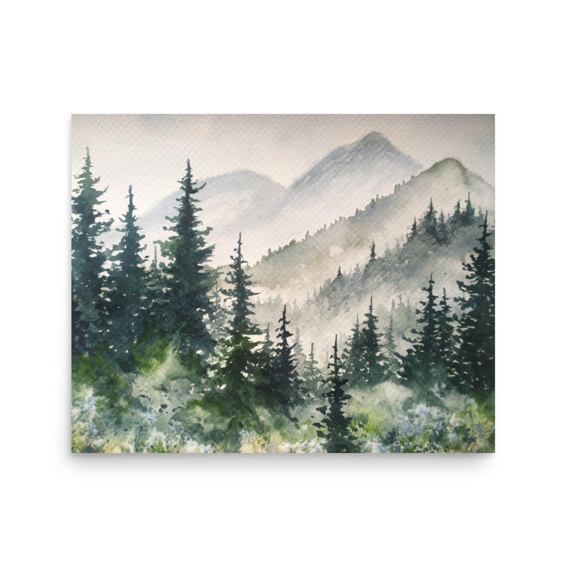 Appalachian Mountains Watercolor Art Print, Smoky Peaks - Image 2