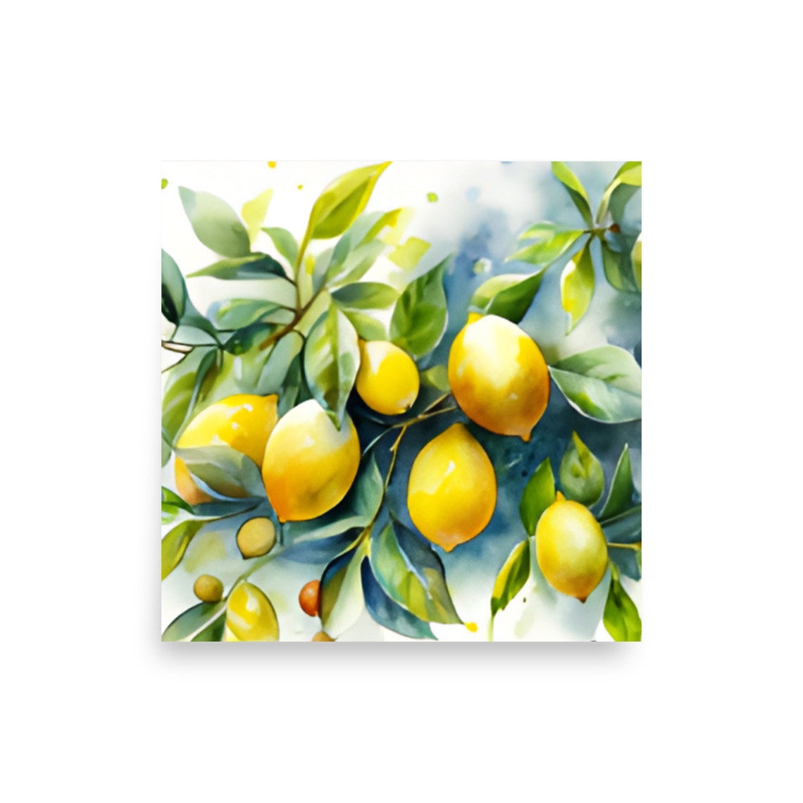 Bright Lemon Branch Watercolor Botanical Citrus Fruit Art Poster - Image 5