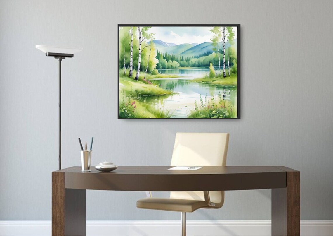 Colorado Aspen Lake Birch Forest Wildflowers Watercolor Poster - Image 5