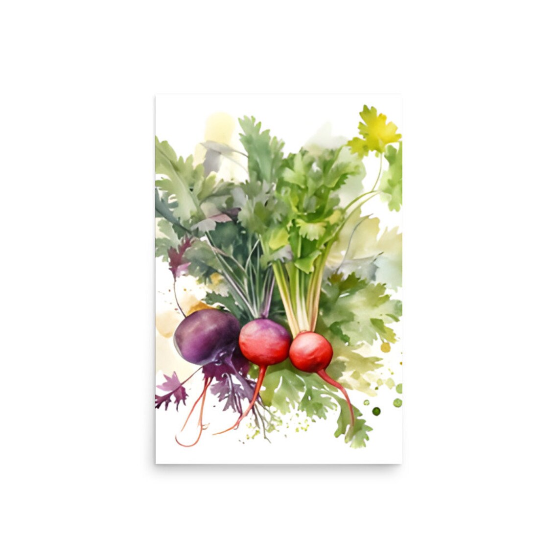 Red Radishes Watercolor Botanical Vegetable Kitchen Art Poster - Image 3