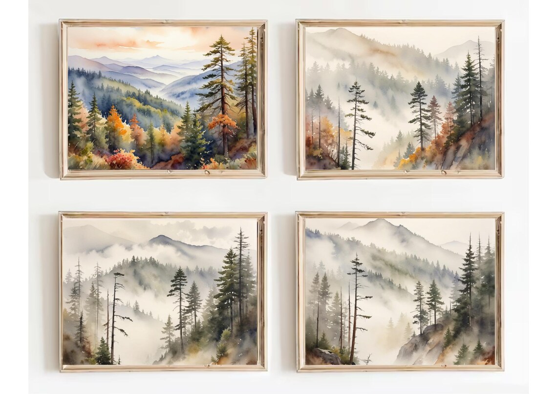 Great Smoky Mountains North Carolina Watercolor Art Print - Image 5