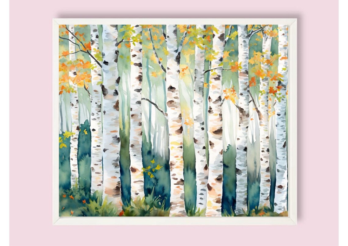 Birch Trees Aspen Watercolor Art Print, Colorado Autumn - Image 6