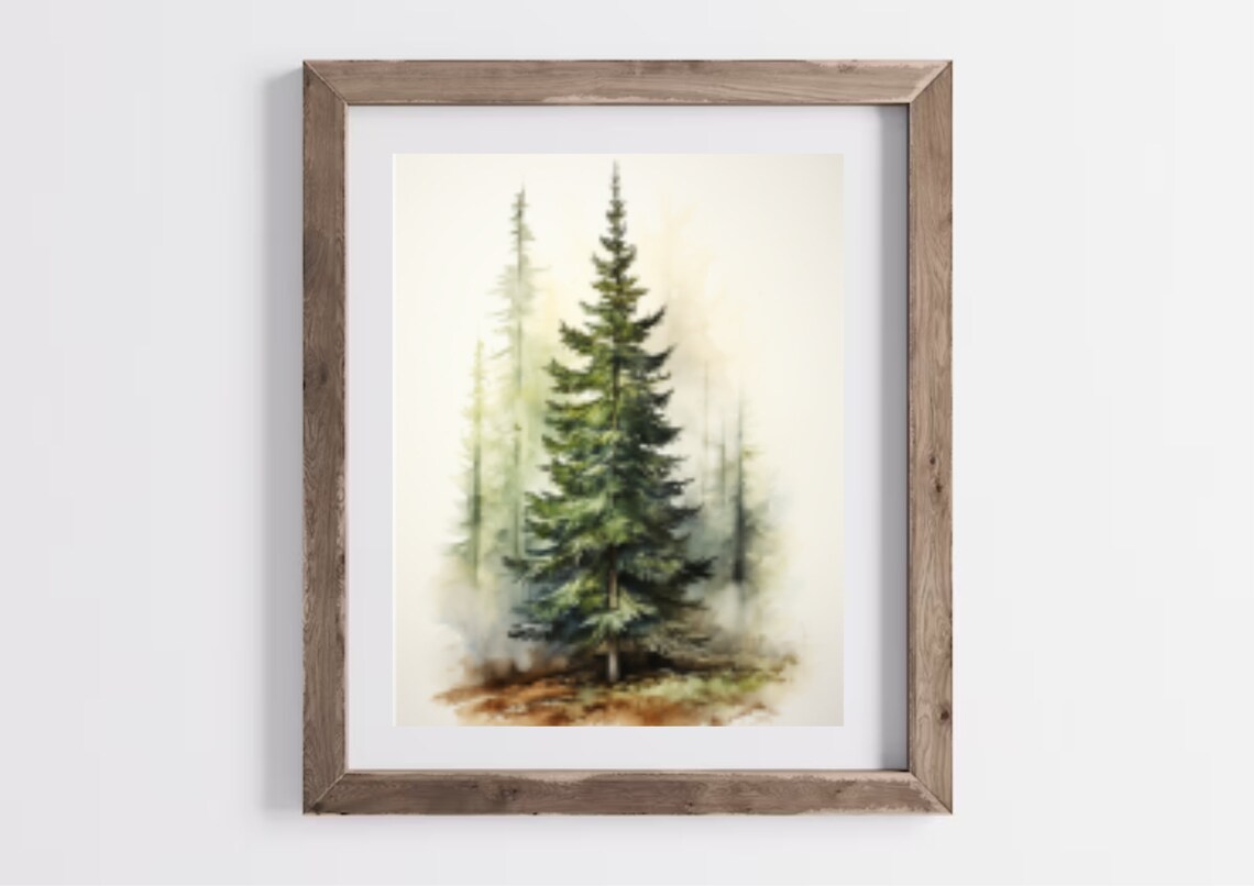 Pine Tree Painting, Evergreen Watercolor Art Print - Image 2