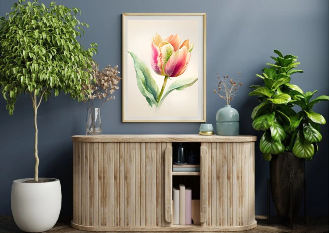Tulip Watercolor Art Print, Minimalist Floral - Image 3