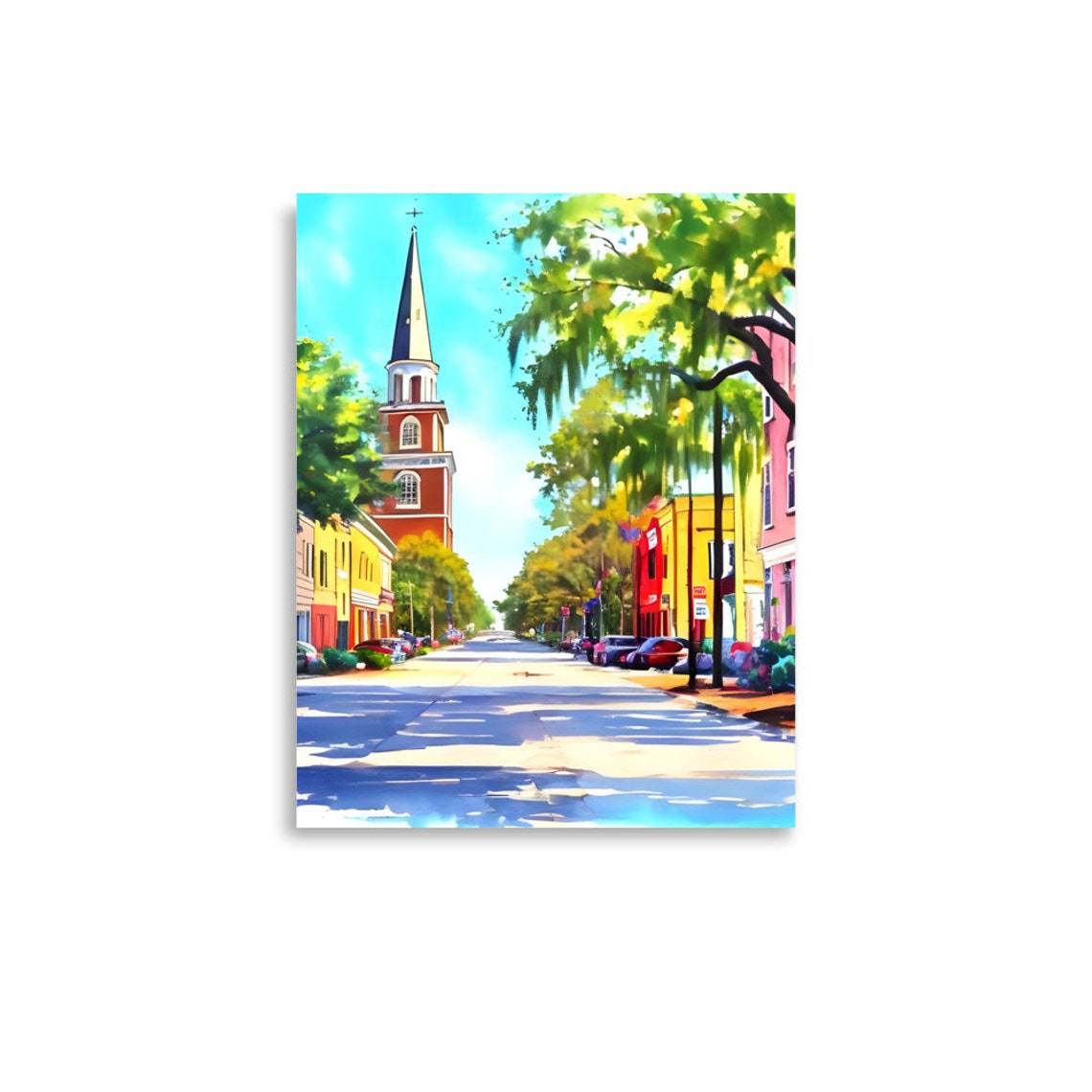 Church Street Painting Charleston South Carolina Watercolor Very Colorful Art Canque Terre Art Print Charleston Cityscape Wall Art Print - Image 2