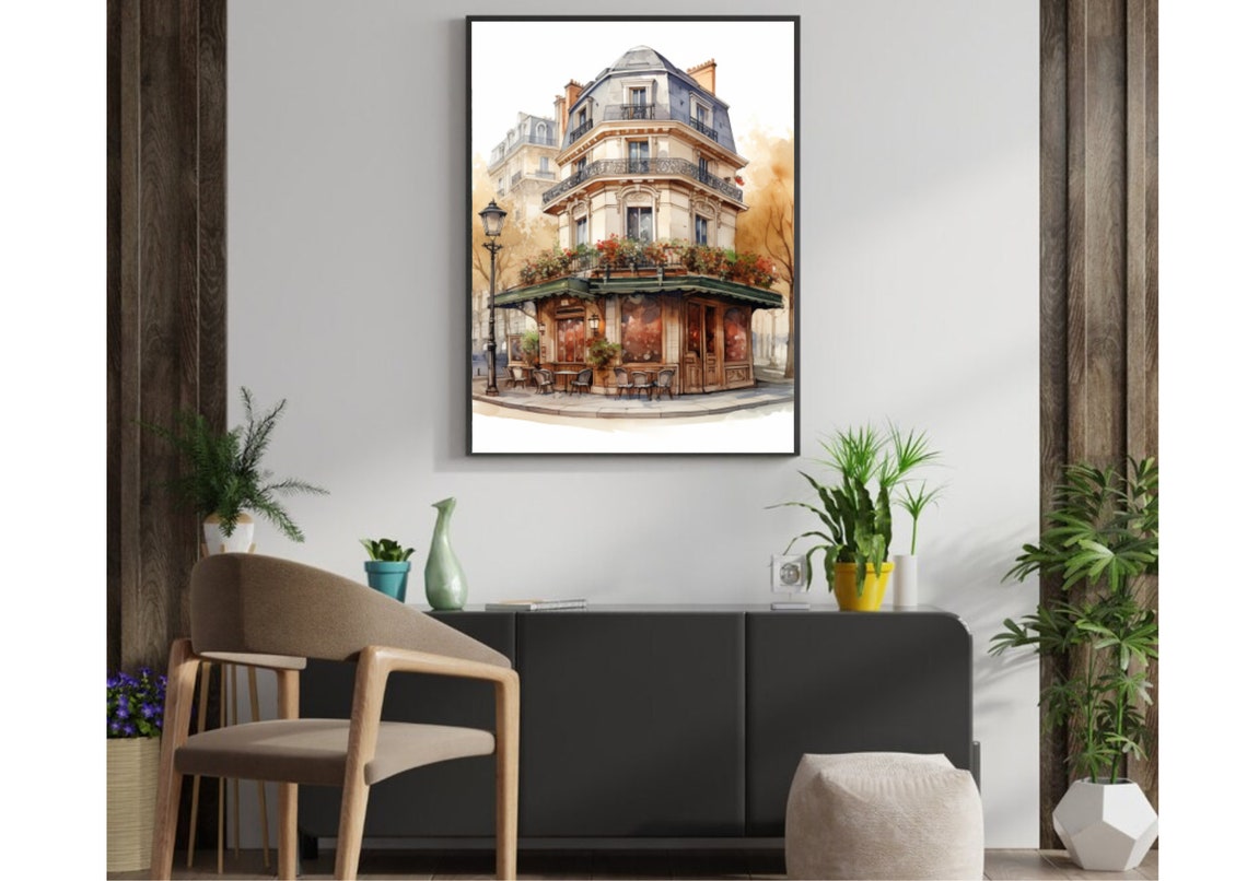 Coffee In Paris Watercolor Painting Paris Cityscape Art Print House Wall Art Paris Landscape Art Print From My Original Watercolor Painting - Image 5