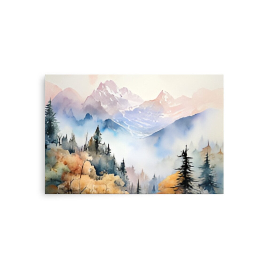 Rocky Mountains Colorado Watercolor Art Print, Autumn - Image 3