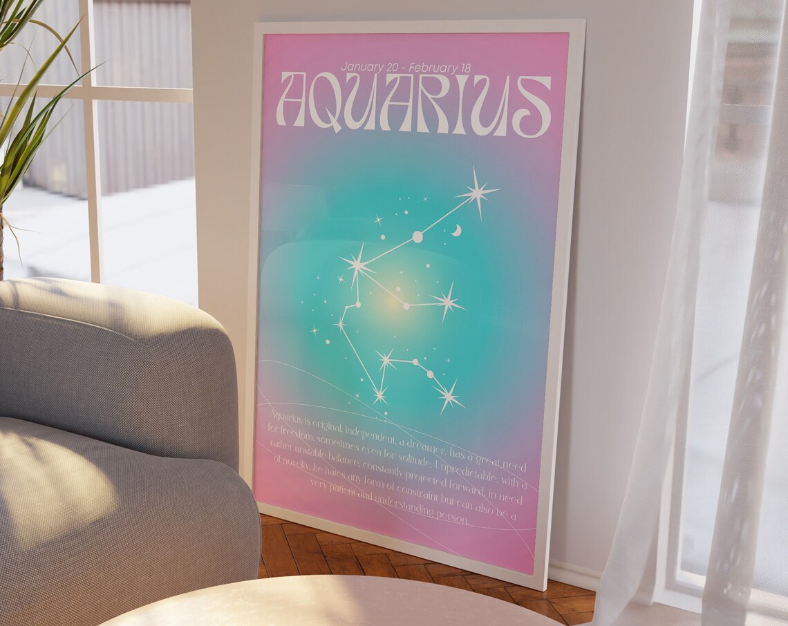 Aquarius Zodiac Constellation Aura Gradient Star Sign Poster - Image 4