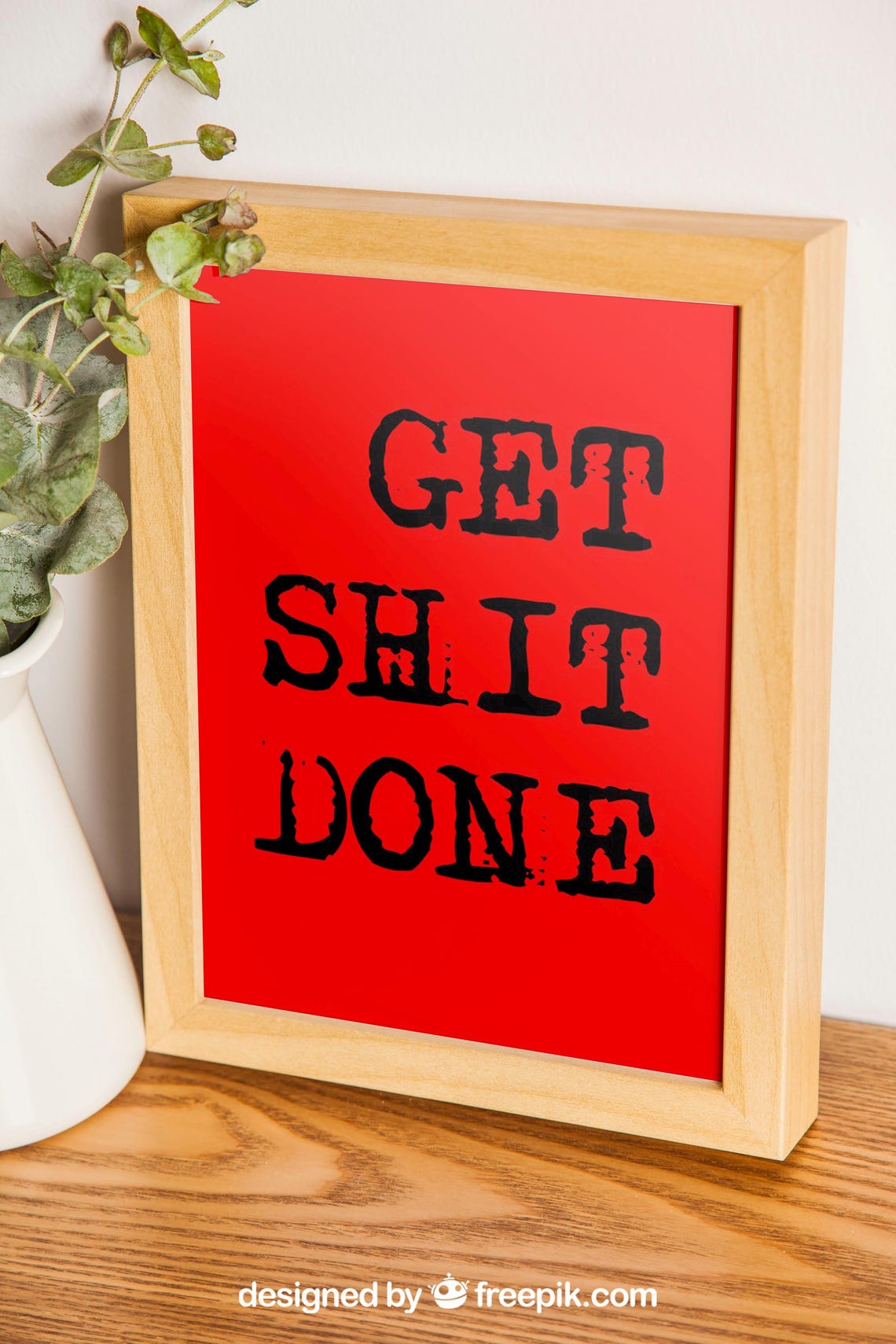 Get Shit Done Bold Black Typewriter Typography Quote Art Poster - Image 3