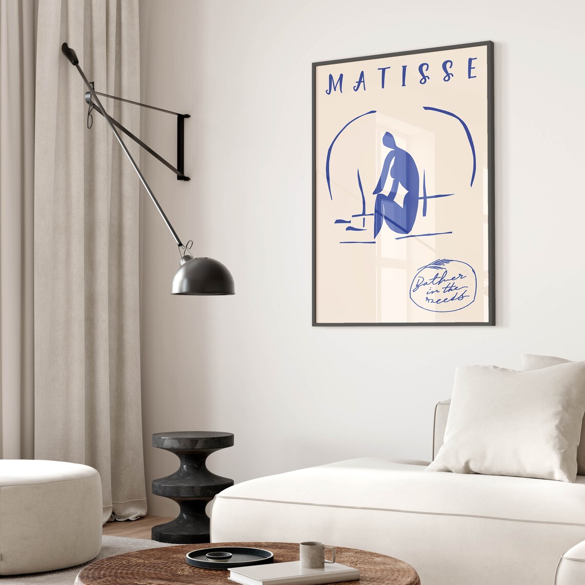 Henri Matisse Bather in the Reeds Blue Minimalist Line Figure Poster - Image 2