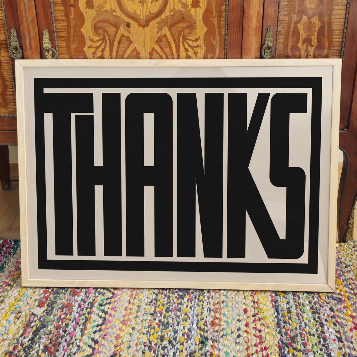 Thanks Bold Black Minimalist Gratitude Typography Statement Poster - Image 3