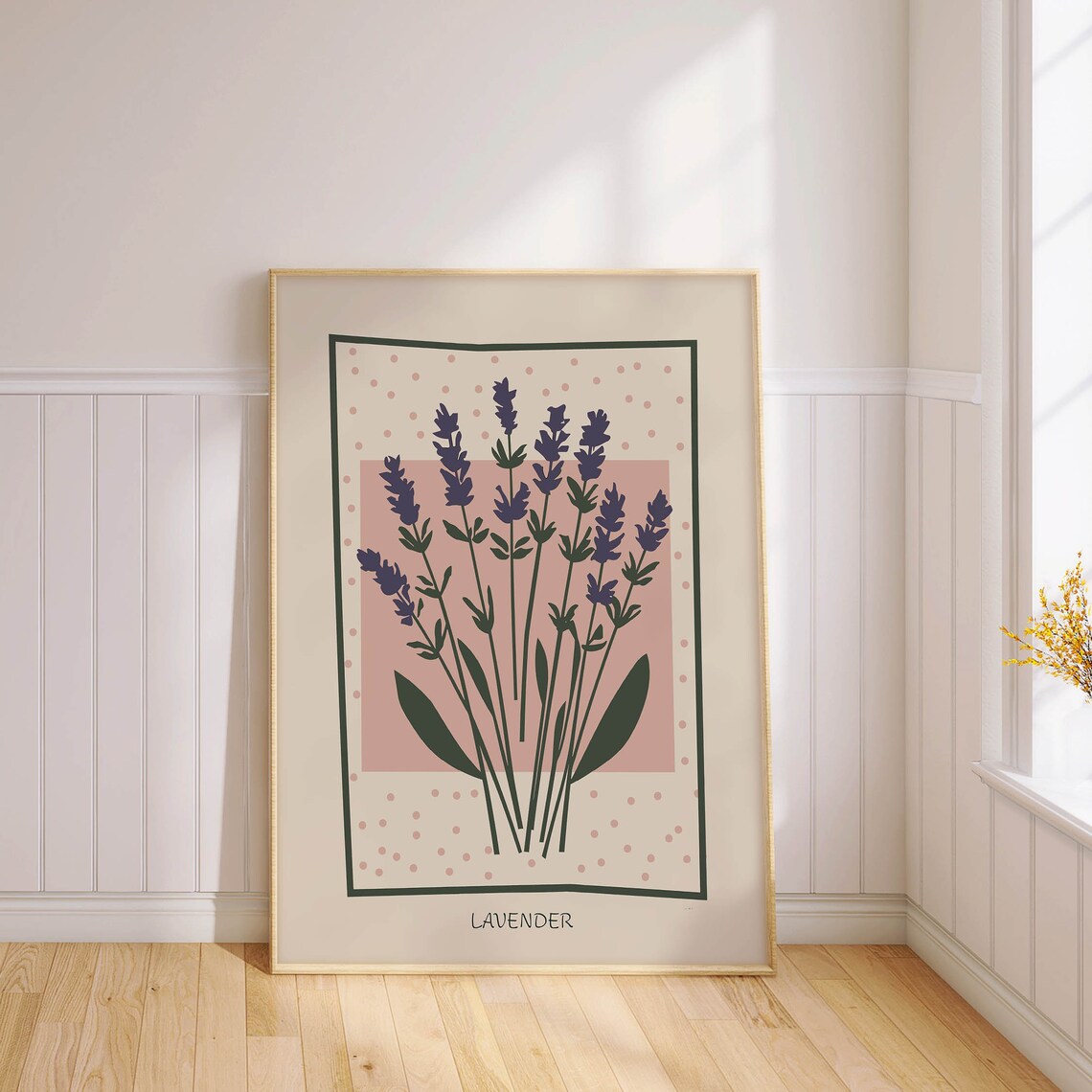 Purple Lavender Peach Background Modern Floral Botanical Poster - Image 2