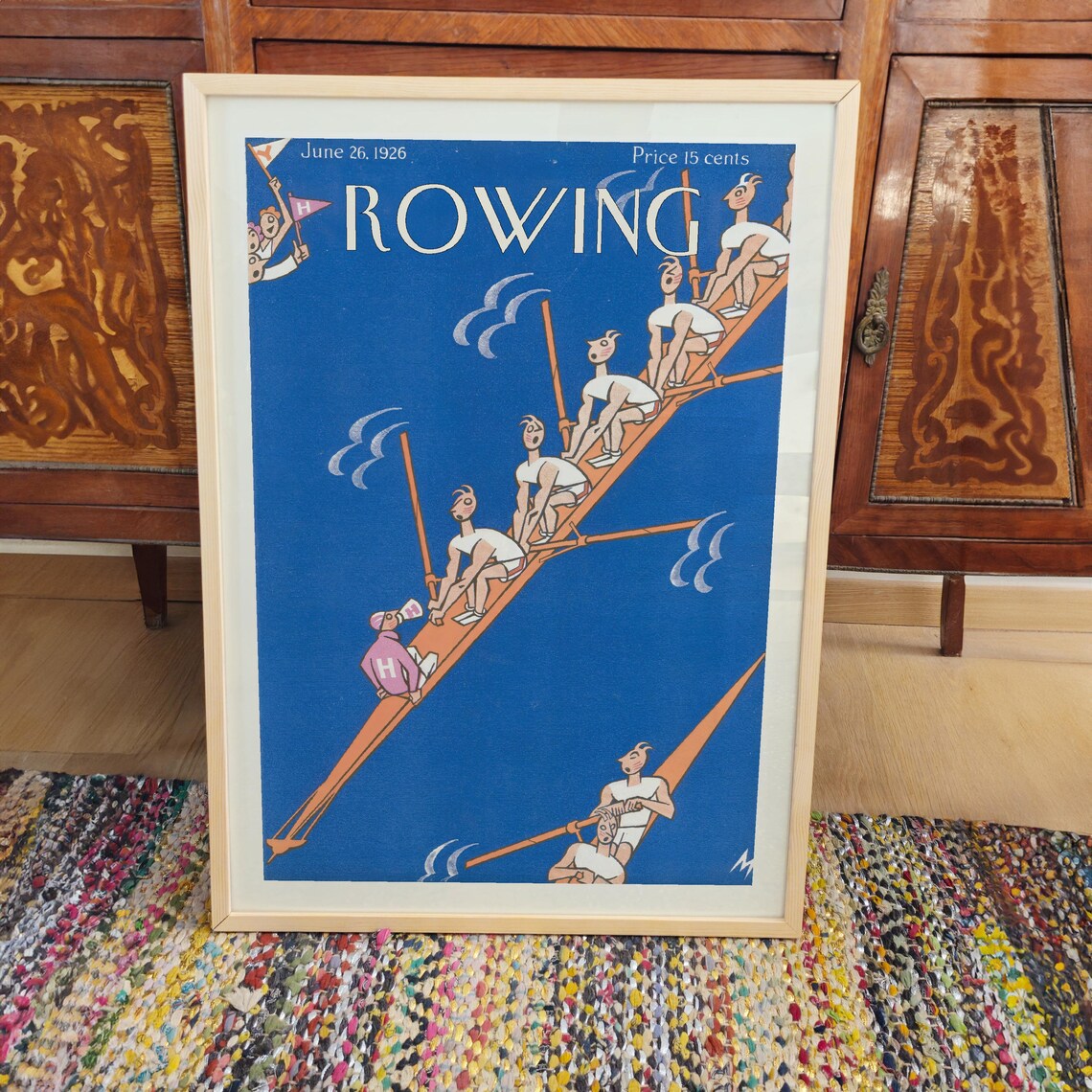 Rowing June 26 1926 Vintage Crew Team Cartoon Magazine Cover Poster - Image 3