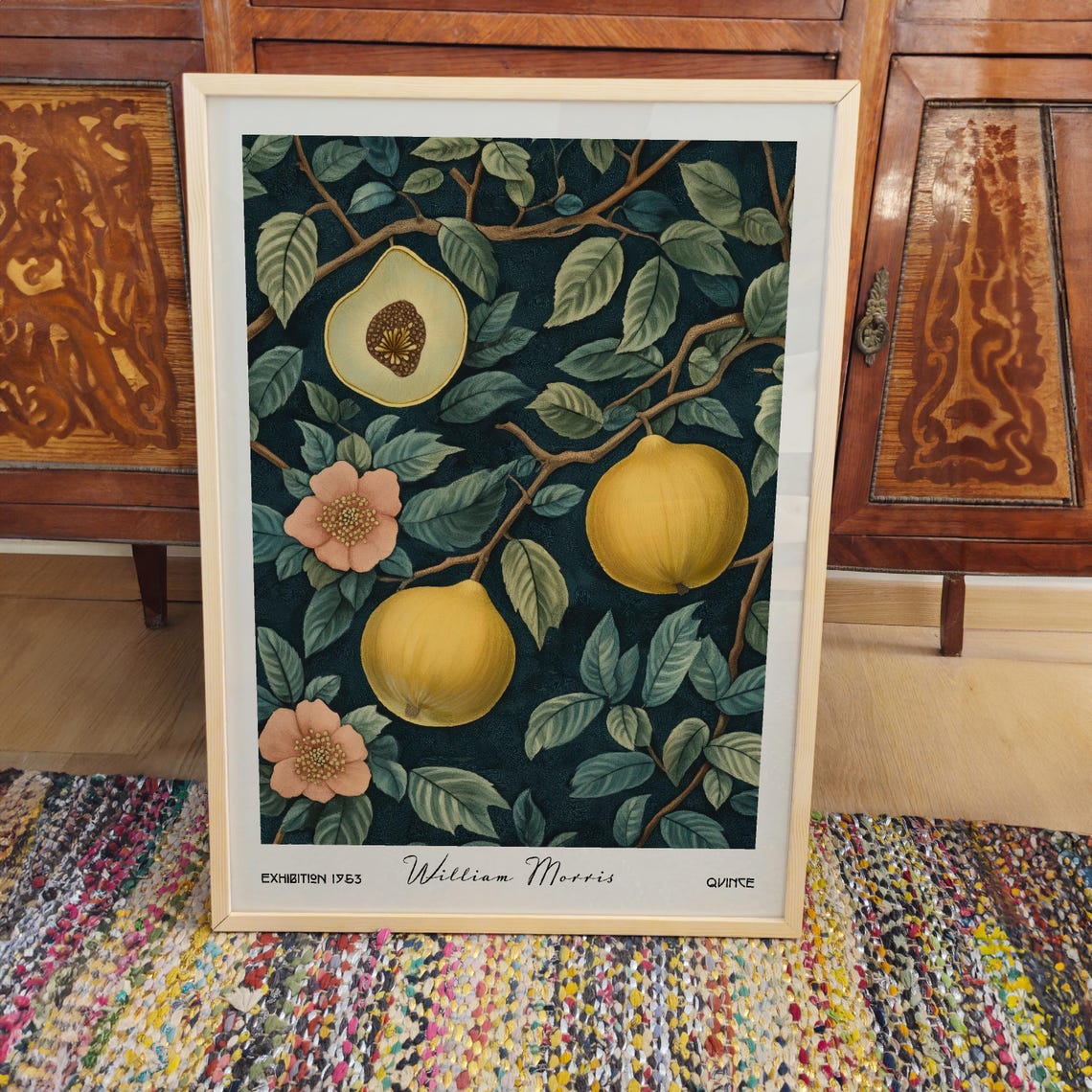 William Morris Style Quince Botanical 1953 Vintage Fruit Art Poster - Image 3