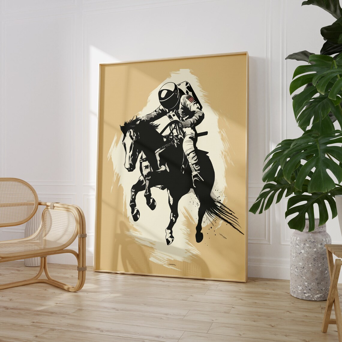 Astronaut Riding a Horse Surreal Ink Western Space Cowboy Poster - Image 3