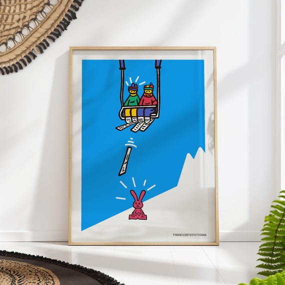 Lift Drop Quirky Ski Lift Wall Art