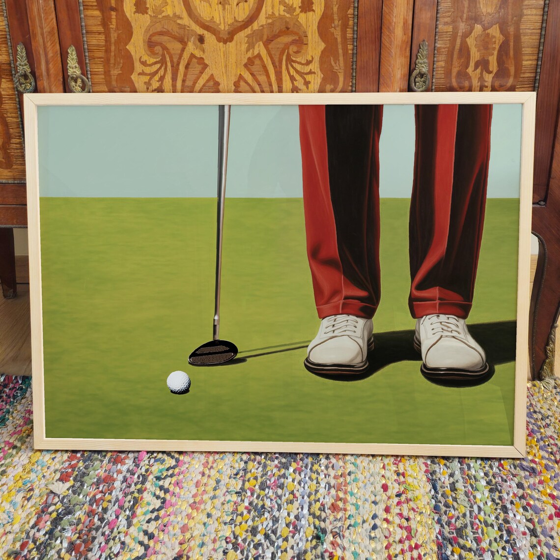 Retro Golfer Putting Stance Close-Up Green Fairway Sports Poster - Image 3