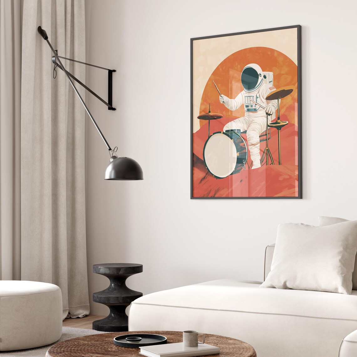 Astronaut Drum Poster, Retro Mid Century Decor - Image 2