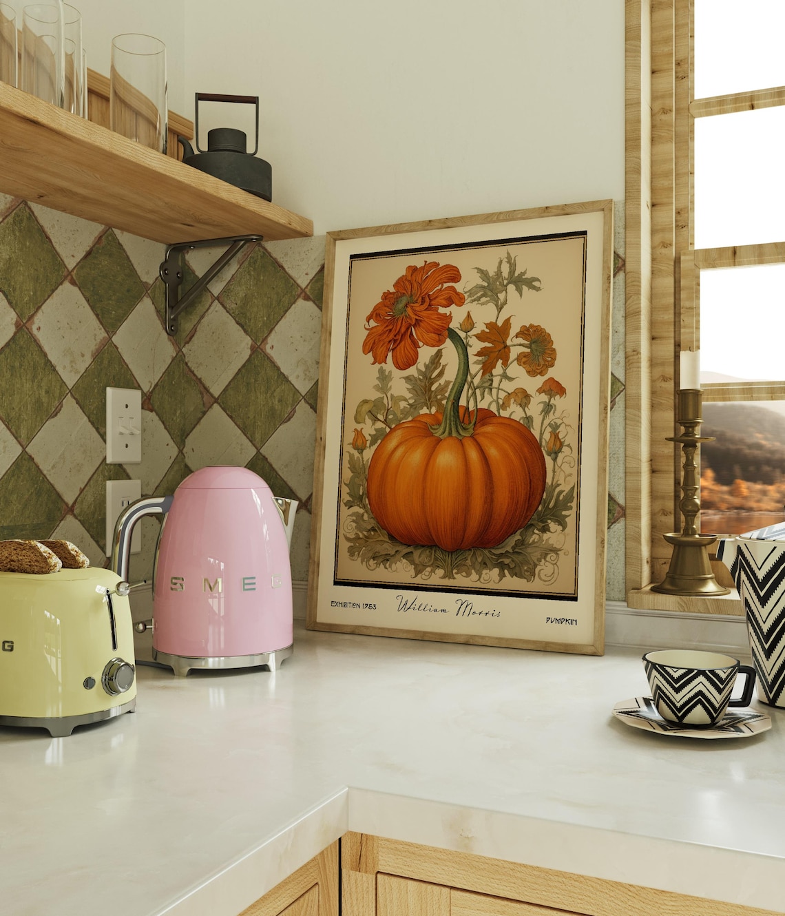 Retro Pumpkin Kitchen Print William Morris Botanical Wall Art Cooking Decor Printed On Luxury Paper - Image 2