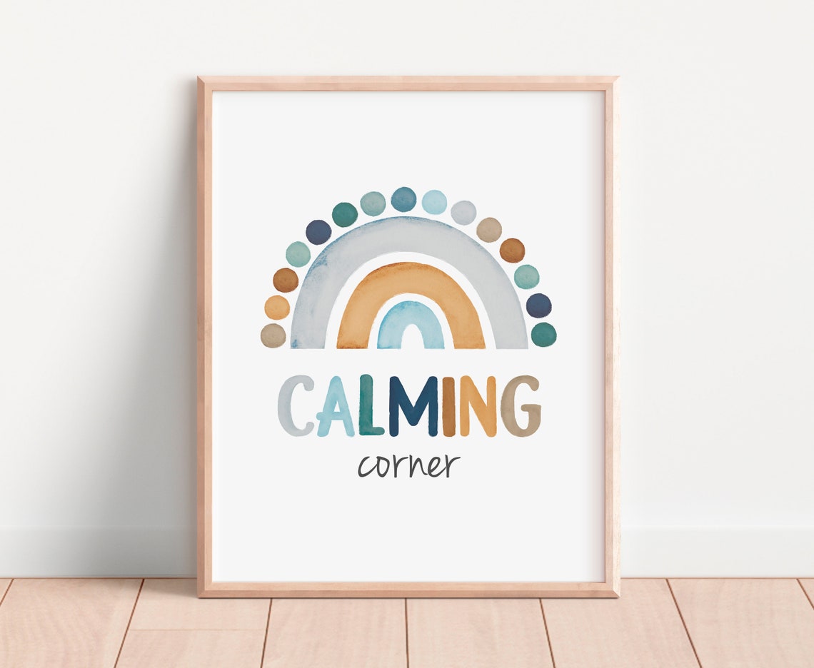 Calming Corner Rainbow Watercolor Boho Nursery Classroom Decor Poster - Image 5