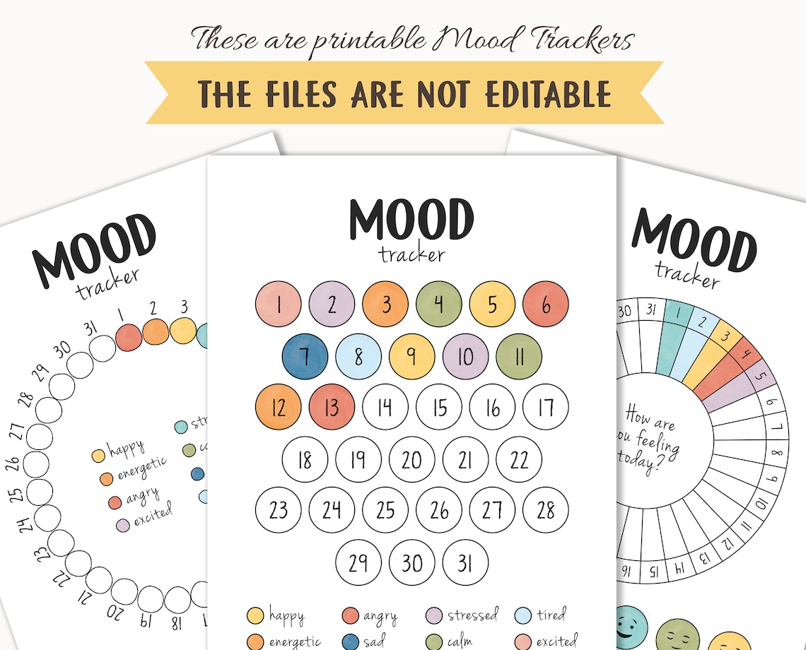 Mood Trackers Bundle, Feelings Chart Mental Health Poster - Image 6