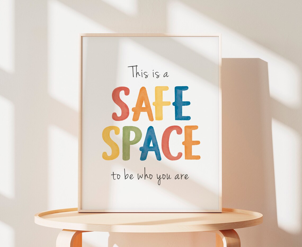 Safe Space To Be Who You Are Rainbow Lettering Classroom Wall Poster - Image 3