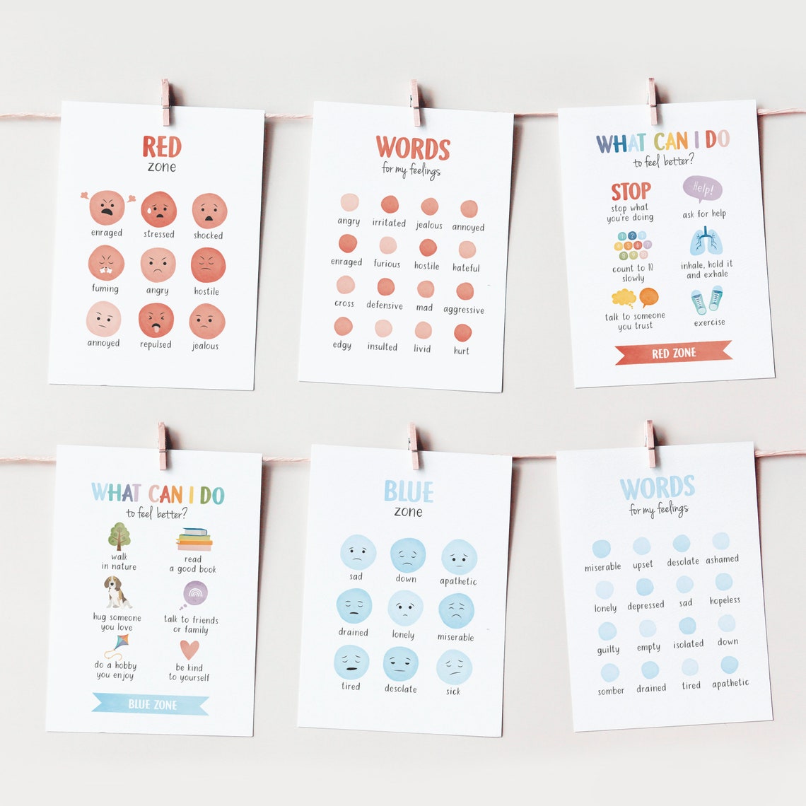 Zones Of Regulation 92 Flash Cards Emotional Toolbox Coping Set Poster - Image 3