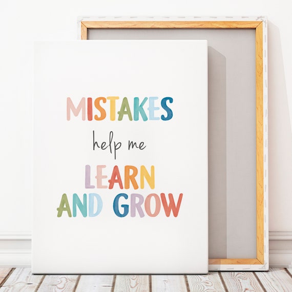 Mistakes Help Me Learn Poster, Growth Mindset Affirmations