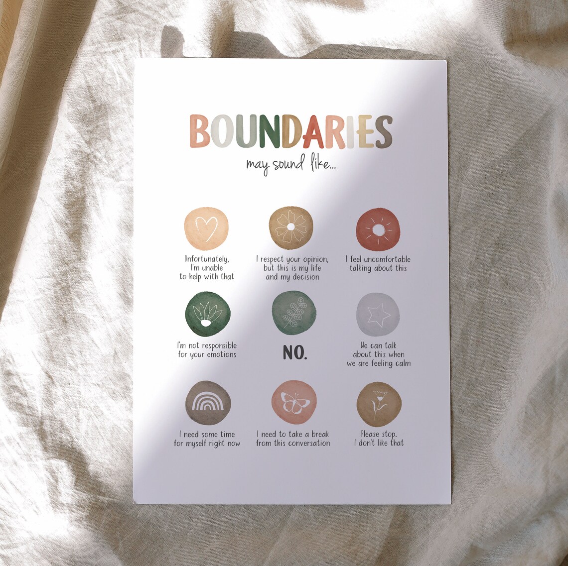 Boundaries Self Respect Therapy Office Poster - Image 2
