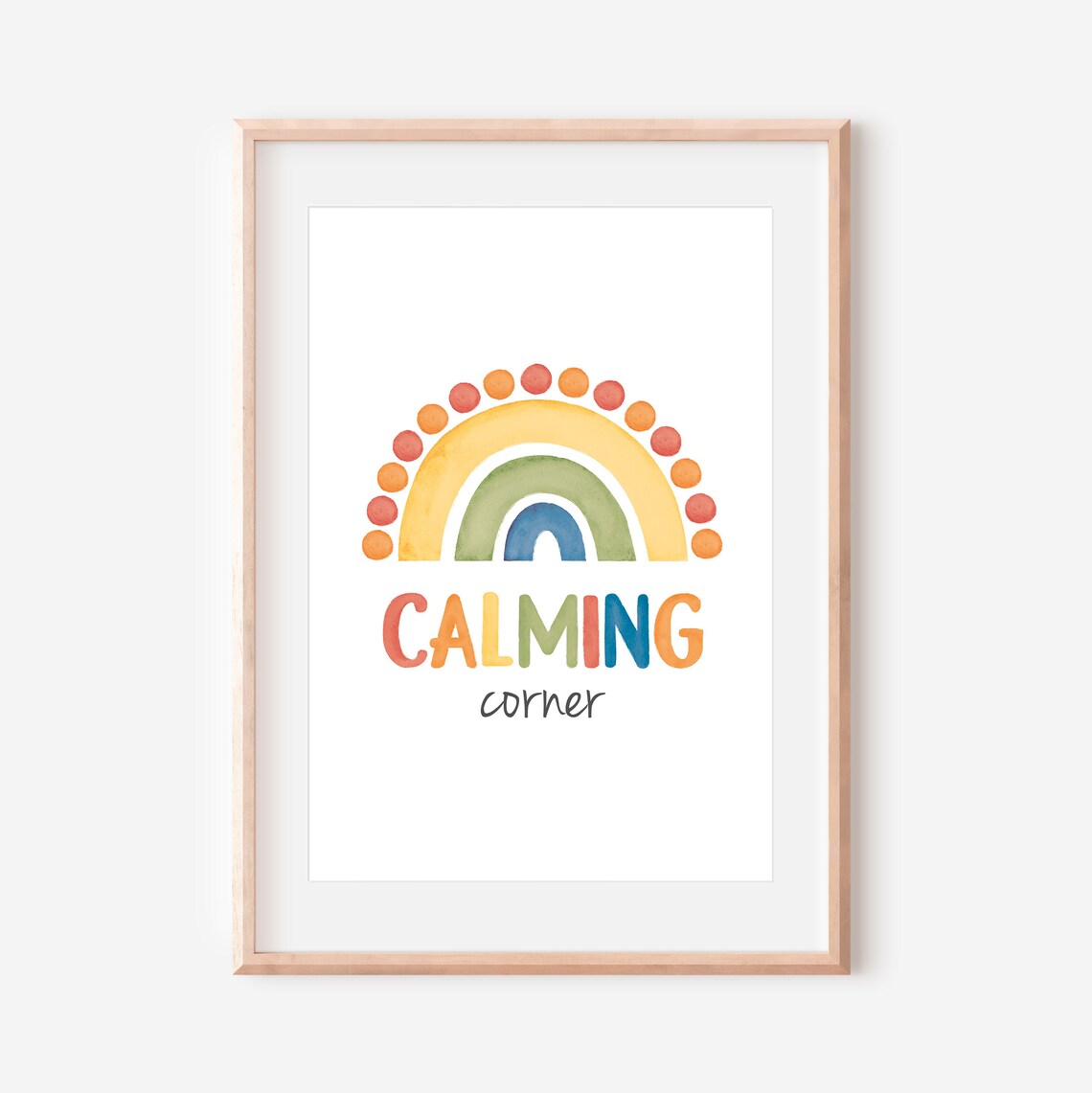 Calming Corner Rainbow Primary Colors Watercolor Kids Room Poster - Image 3